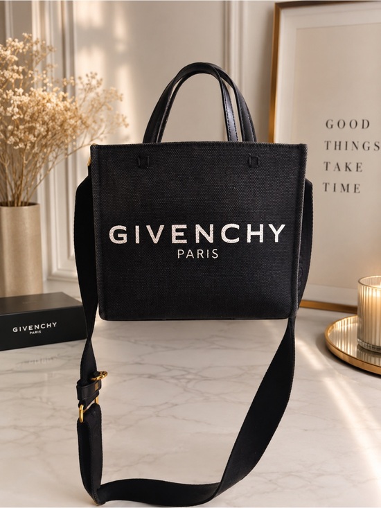 Givenchy Handbags - Givenchy Red Canvas Tote with Black Trim